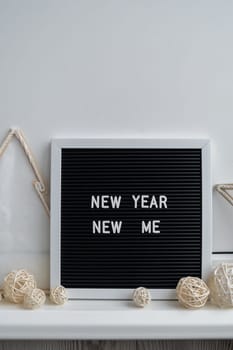 Motivational saying NEW YEAR NEW ME. Goals setting concept. Strategy for self development improvement. Inspirational Planning better healthier life. Visual motivation