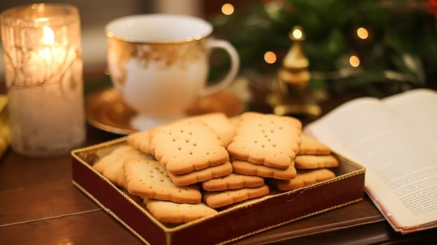 Christmas biscuits, holiday biscuit recipe and home baking, sweet dessert for cosy winter English country tea in the cottage, homemade food and cooking idea