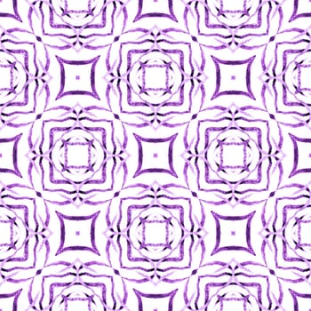 Hand painted tiled watercolor border. Purple adorable boho chic summer design. Tiled watercolor background. Textile ready alluring print, swimwear fabric, wallpaper, wrapping.