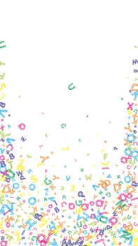 Scattered letters of latin alphabet. Colorful childish floating characters of English language. Foreign languages study concept. Back to school banner .