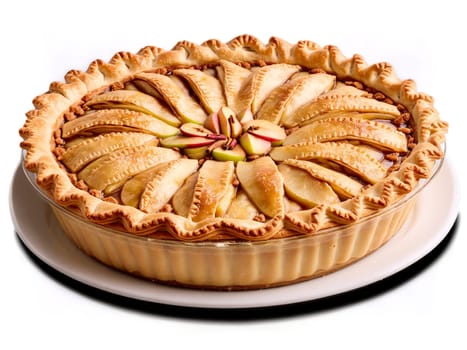 Apple pie with flaky crust tart apples and cinnamon. Food isolated on transparent background.