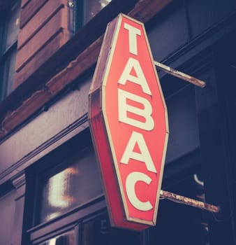 A Sign For Tabacco (Tabac) On A Backstreet In Paris, France