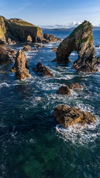 Aerial view of the Crohy Head Sea Arch, County Donegal - Ireland