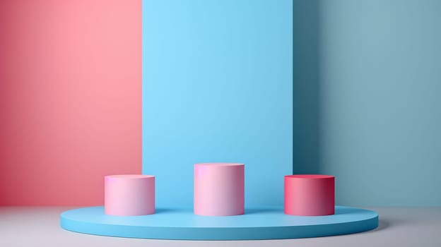 Minimal Podium state platform or Dais with pastel background.