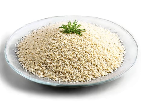 Jeera Rice basmati rice with toasted cumin seeds served on a transparent glass dish fragrant. Food isolated on transparent background.