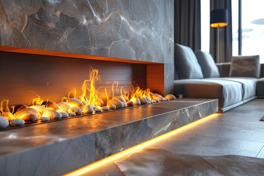 Electric fireplace in a modern interior.