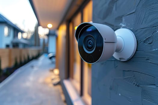 An IP CCTV camera is installed outside the house for property protection and security.