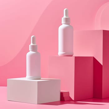 Mockup cosmetic product set. Pink background.
