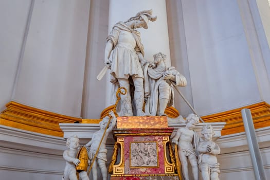 WIBLINGEN, BAVARIA, GERMANY, JUNE 08, 2022 : Rococo and baroque decors in Wiblingen abbey, near Ulm city, by various anonymous artists, 18th century