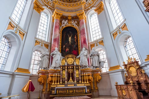 WIBLINGEN, BAVARIA, GERMANY, JUNE 08, 2022 : Rococo and baroque decors in Wiblingen abbey, near Ulm city, by various anonymous artists, 18th century