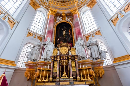 WIBLINGEN, BAVARIA, GERMANY, JUNE 08, 2022 : Rococo and baroque decors in Wiblingen abbey, near Ulm city, by various anonymous artists, 18th century