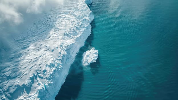 Climate Crisis Affecting Arctic: Aerial Perspective of Melting Glacier Reveals Drastic Climate Change Effects..