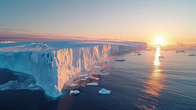 Climate Crisis: Melting Arctic Glacier Aerial View Illustrating Global Warming Impact..