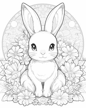 Coloring book for kids, animal coloring, hare. Selective focus