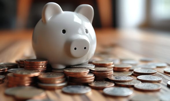 Piggy bank for money on an abstract background. Selective focus.