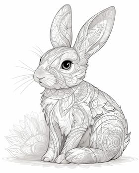 Coloring book for kids, animal coloring, hare. Selective focus