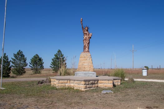 Mini Statue of Liberty near Harlan Kansas taken Oct 7,2023. High quality photo