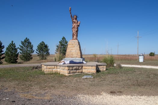 Mini Statue of Liberty near Harlan Kansas taken Oct 7,2023. High quality photo