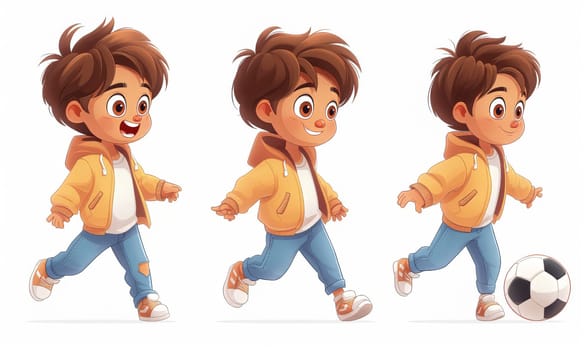 Illustration of a boy playing with a ball. Selective soft focus.