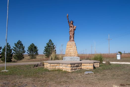 Mini Statue of Liberty near Harlan Kansas taken Oct 7,2023. High quality photo