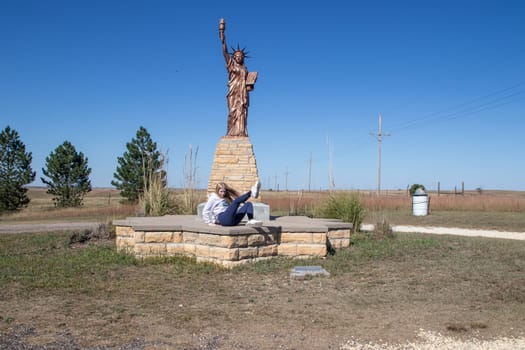 Mini Statue of Liberty near Harlan Kansas taken Oct 7,2023. High quality photo