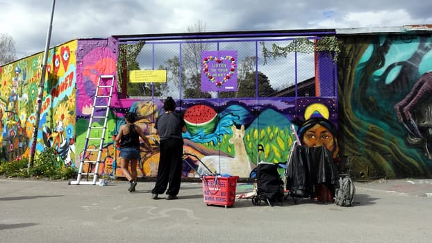 Stockholm, Snosatra, Sweden. May 12 2024. Spring beast. Graffiti exhibition on the outskirts of the city. Making.