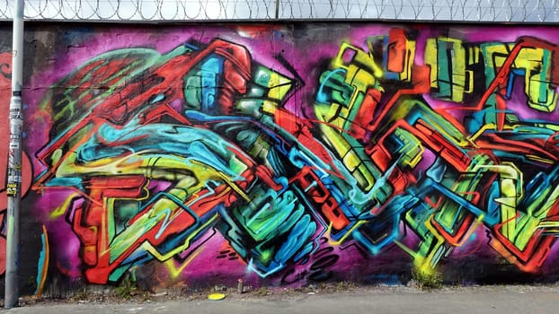 Stockholm, Snosatra, Sweden. May 12 2024. Spring beast. Graffiti exhibition on the outskirts of the city. Wall.