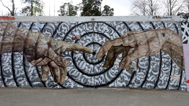 Stockholm, Snosatra, Sweden. May 12 2024. Spring beast. Graffiti exhibition on the outskirts of the city. Michelangelo.