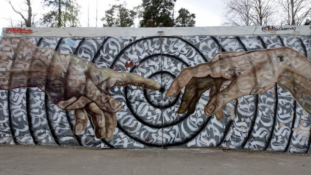 Stockholm, Snosatra, Sweden. May 12 2024. Spring beast. Graffiti exhibition on the outskirts of the city. Michelangelo.