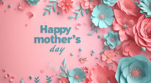 Beautiful mother's day background with pink flowers and leaves for celebration and appreciation of moms