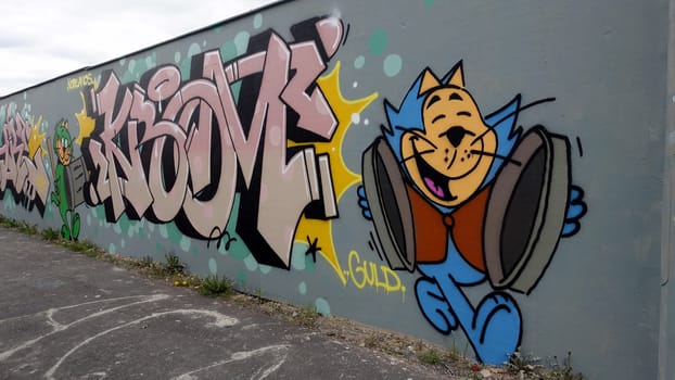 Stockholm, Snosatra, Sweden. May 12 2024. Spring beast. Graffiti exhibition on the outskirts of the city. Playing.