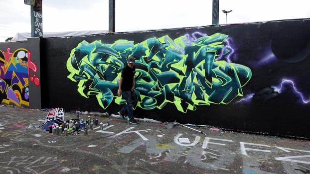 Stockholm, Snosatra, Sweden. May 12 2024. Spring beast. Graffiti exhibition on the outskirts of the city. One artist.