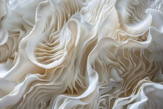 Close up view of white mushroom with wavy lines, natural beauty and organic ingredient concept