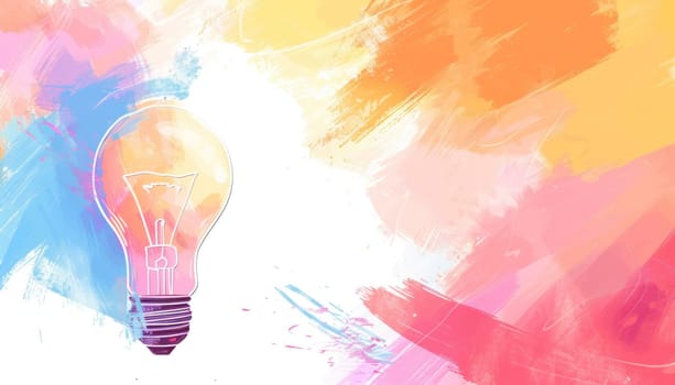 Inspired light bulb in vibrant splatter paint background illumination and creativity concept art design energy and ideas conceptual artistic canvas beauty of imagination and colorful innovation