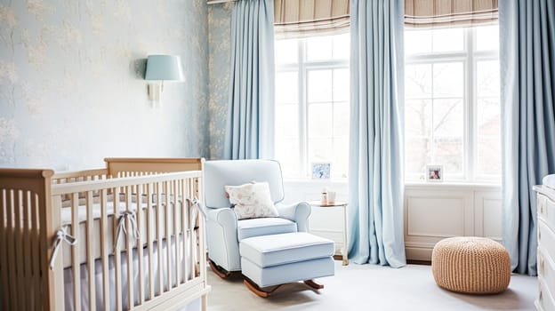 Baby room decor and interior design inspiration in beautiful English countryside style cottage