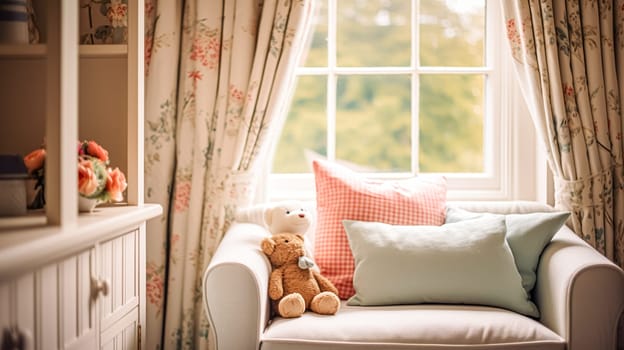 Baby room decor and interior design inspiration in beautiful English countryside style cottage