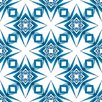 Repeating striped hand drawn border. Blue surprising boho chic summer design. Textile ready ravishing print, swimwear fabric, wallpaper, wrapping. Striped hand drawn design.