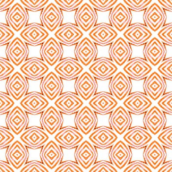 Textile ready captivating print, swimwear fabric, wallpaper, wrapping. Orange magnificent boho chic summer design. Repeating striped hand drawn border. Striped hand drawn design.