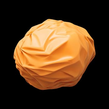 3D rendering of a minimalistic matte inflatable crumpled silicone ball or group of orange colored balls floating in the air on a transparent background . Abstraction isolated on transparent background