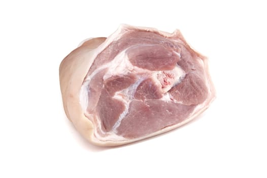 Uncooked fresh raw pork shank isolated on white background