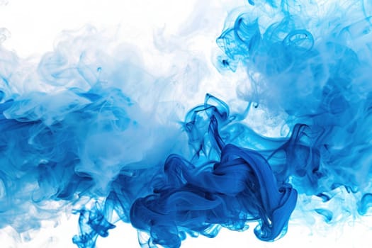 Blue ink in water abstract smoke effect on white background for art and beauty concepts