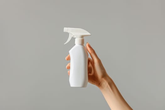 Mock up white spray bottle with blank label.