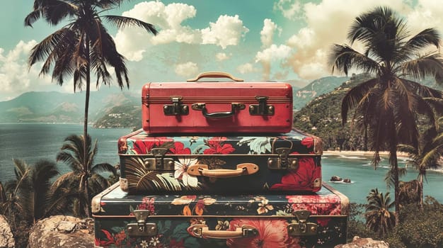 Vintage Suitcases Ready for Tropical Island Adventure