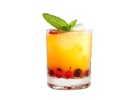 Mai Tai A tiki style glass overflows with a tropical blend of rum orange curaçao. Drink isolated on transparent background.