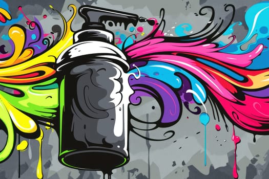 Colorful spray paint can on grunge background creative artistic illustration with vibrant colors and texture for design inspiration