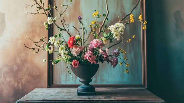 Beautiful bouquet of flowers in a vase. Floral arrangement