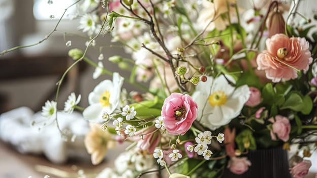 Beautiful bouquet of flowers in a vase. Floral arrangement