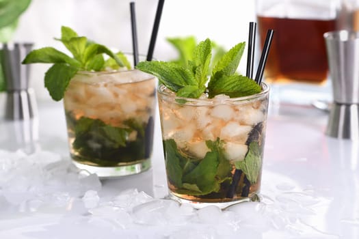 A refreshing mint julep cocktail. Made with bourbon, fresh mint and a hint of sweetness, this is the perfect drink for summer gatherings.