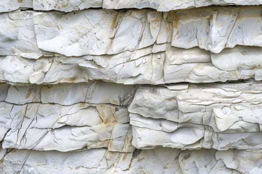 Rocky wall with cracks and white paint close up in natural artistic travel background concept