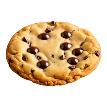 Chocolate chip cookie with melted chips crispy edges chewy center golden brown color Culinary. close-up cake, isolated on transparent background